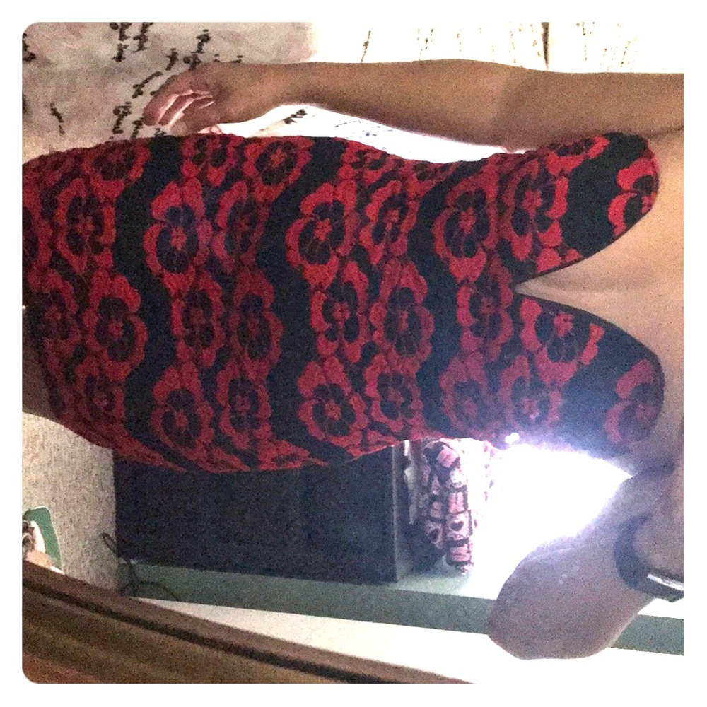 Black/ Red flower mini dress